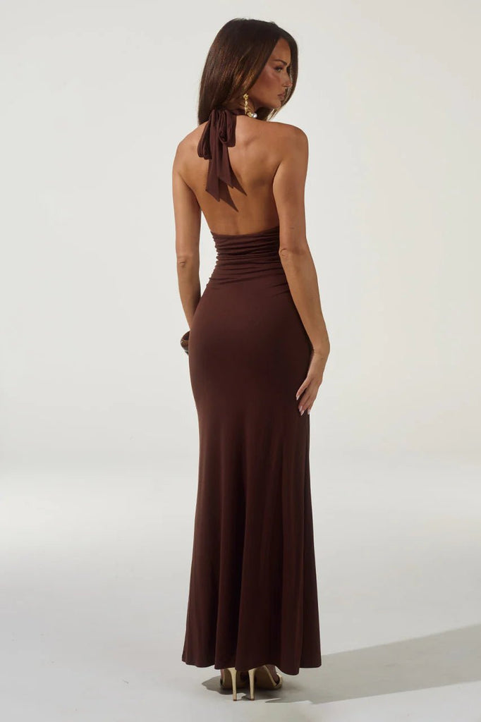 Arina Halter V - Neck Maxi Dress - NeptunesBoutique