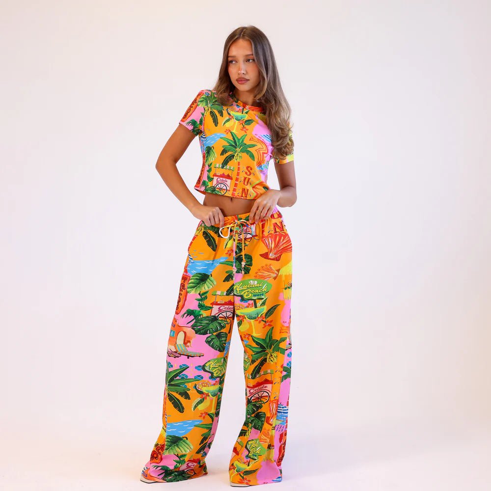 Drawstring Summer Pants - Sunlit Spritz - NeptunesBoutique
