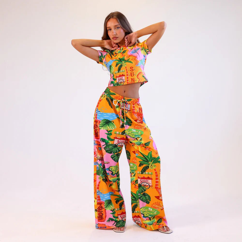 Drawstring Summer Pants - Sunlit Spritz - NeptunesBoutique