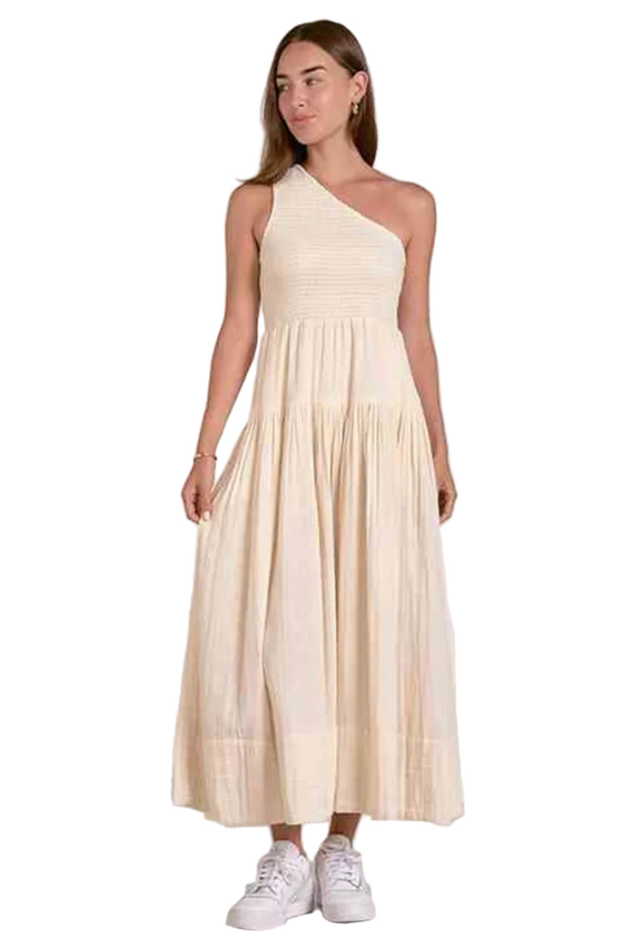 Elan One Shoulder Smocked Maxi Dress Small Elan One Shoulder Smocked Maxi Dress Small