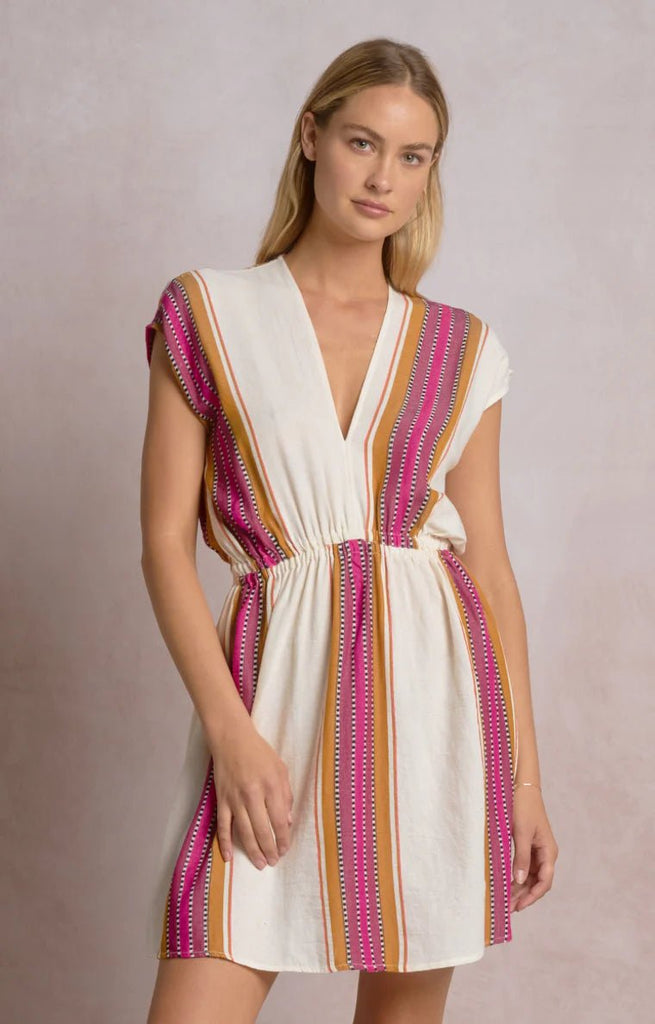 Elan Short Short Sleeve V-Neck Dress Natural Pink – NeptunesBoutique