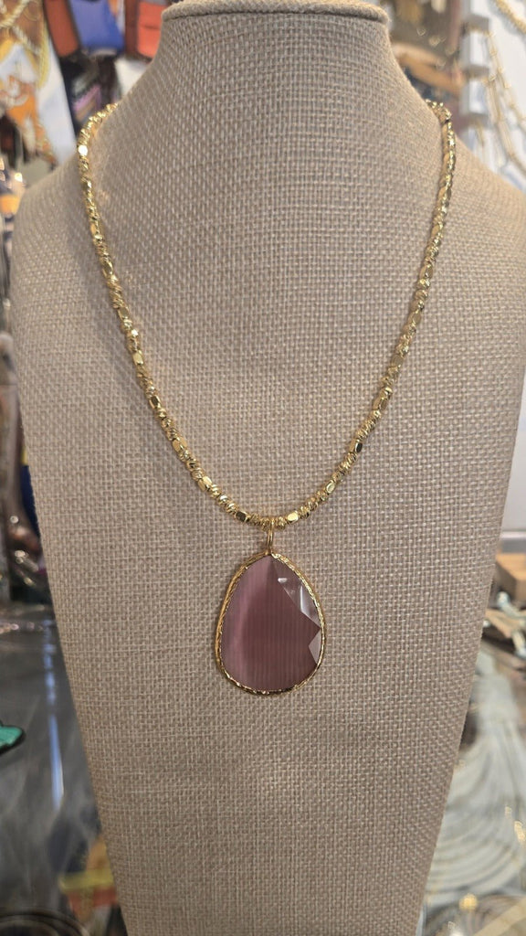 Eve Foxx Cat Eye Pendant Necklace Pink Quartz - NeptunesBoutique