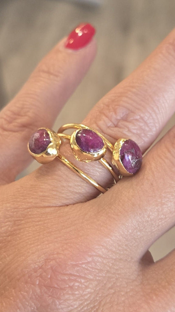 Eve Foxx Triple Gem Stone Rings (Colors Available) - NeptunesBoutique