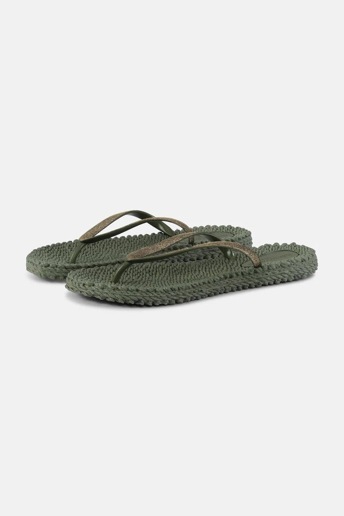 Il Jacobsen Flip Flops with Glitter Army - NeptunesBoutique