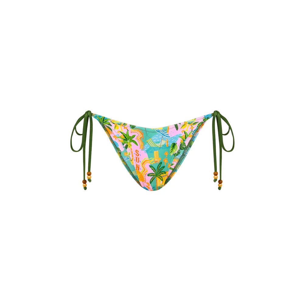 Kulanis Dipped Cheeky Tie Bikini Bottom - Sunlit Spritz - NeptunesBoutique