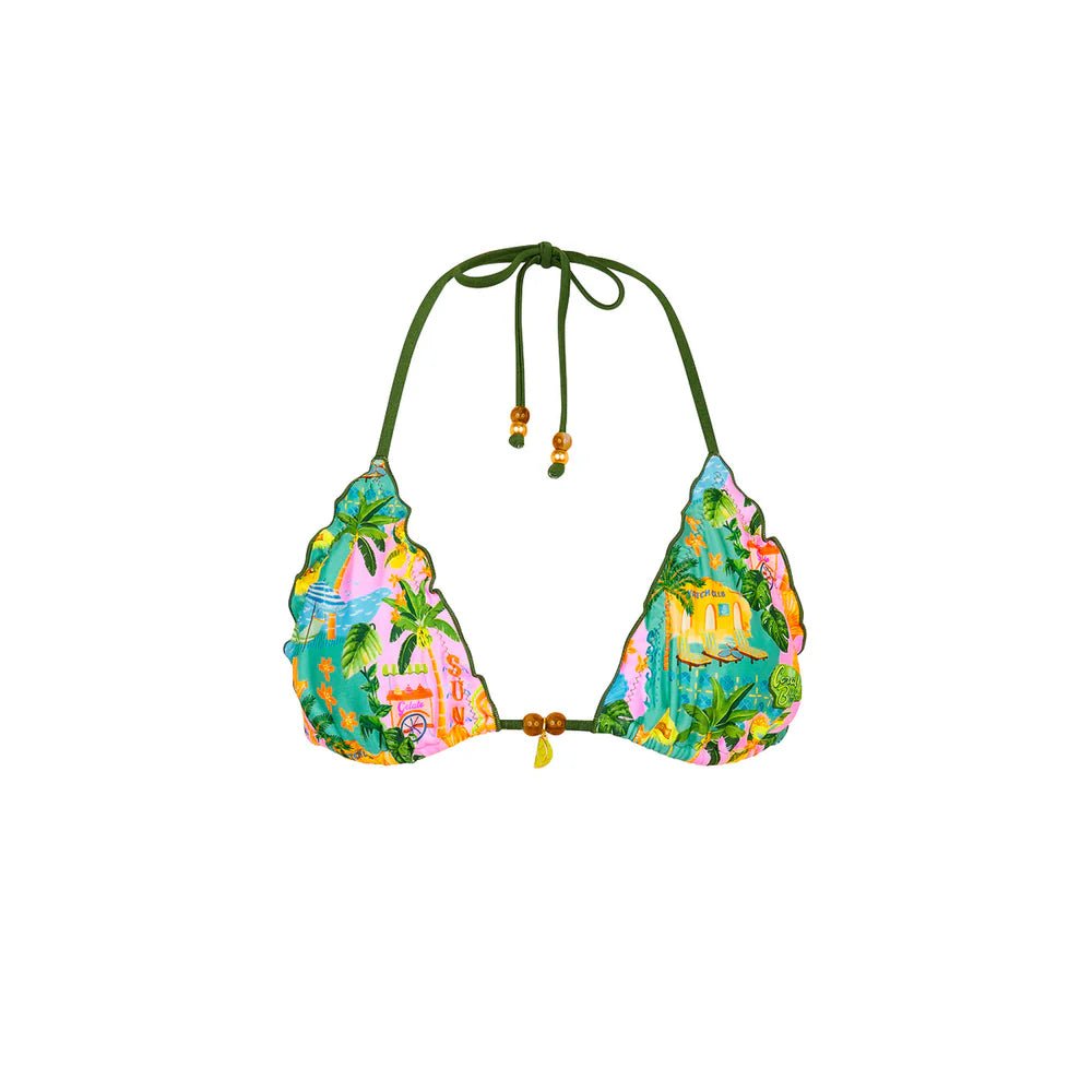 Kulanis Lettuce Edge Bralette Bikini Top - Sunlit Spritz - NeptunesBoutique