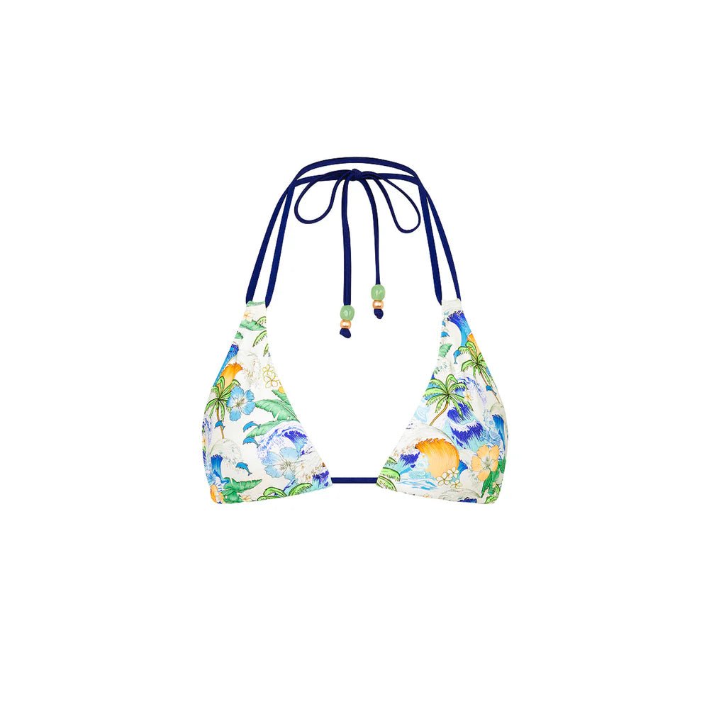Kulanis Simple Strap Halter Bikini Top - Blue Crush - NeptunesBoutique