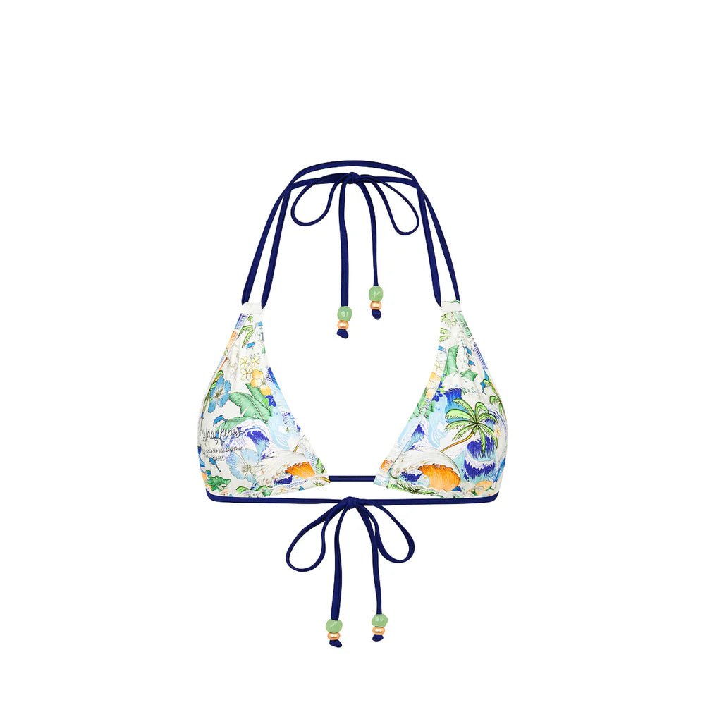 Kulanis Simple Strap Halter Bikini Top - Blue Crush - NeptunesBoutique