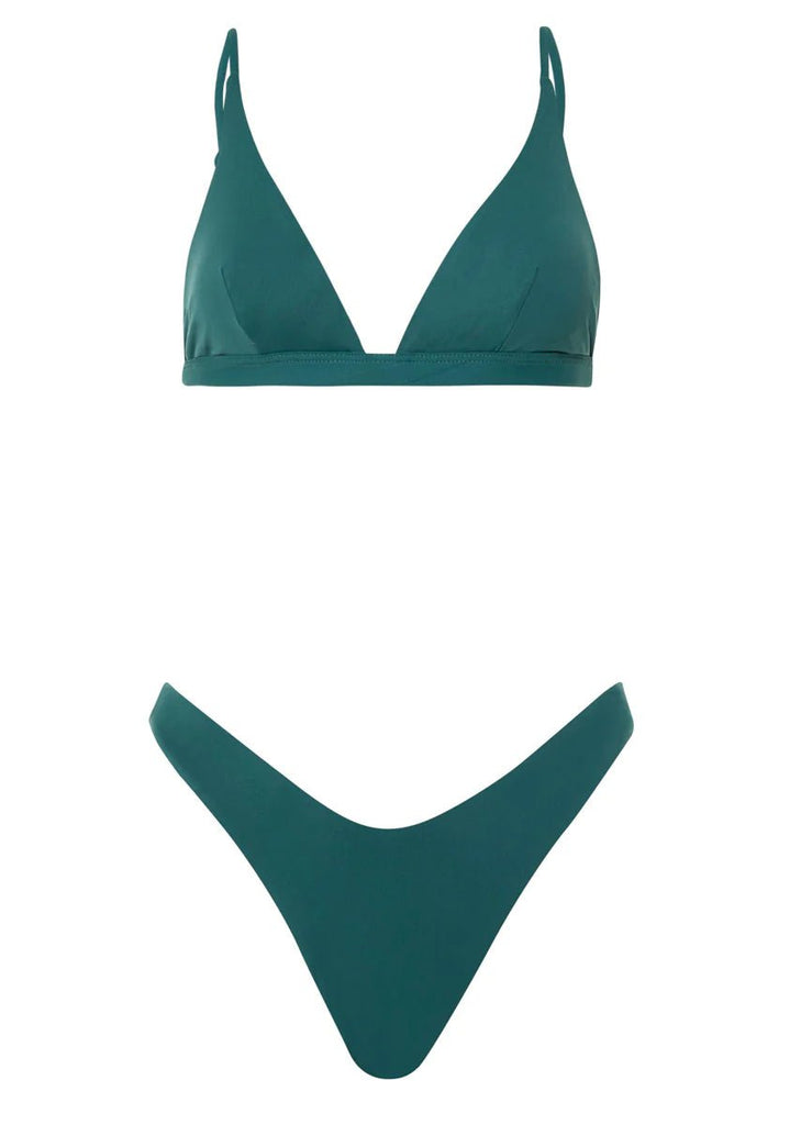 Maaji Brunswick Green Ivy Fixed Triangle Bikini Top, Brunswick Green Splendour High Leg Bikini Bottom - NeptunesBoutique