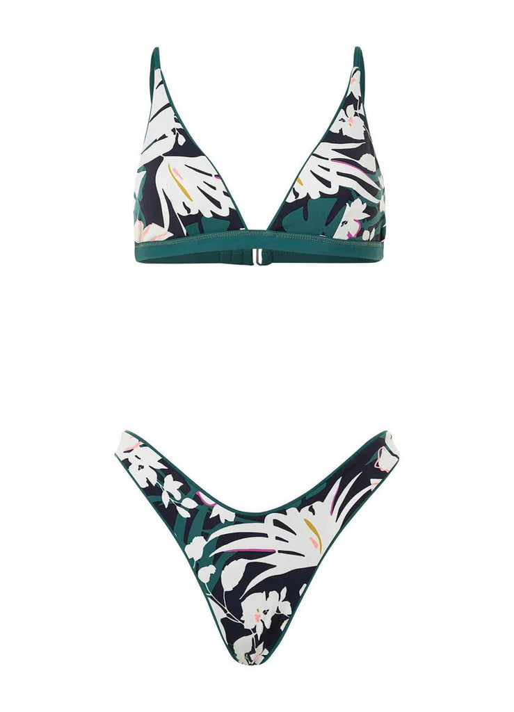 Maaji Brunswick Green Ivy Fixed Triangle Bikini Top, Brunswick Green Splendour High Leg Bikini Bottom - NeptunesBoutique
