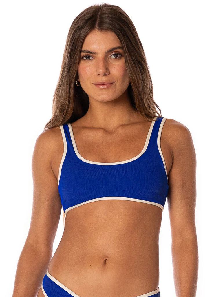 Maaji Cobalt Blue Jilly Sporty Bralette Bikini Top / Maaji Cobalt Blue Splendour Regular Rise Thin Side Bikini Bottom - NeptunesBoutique