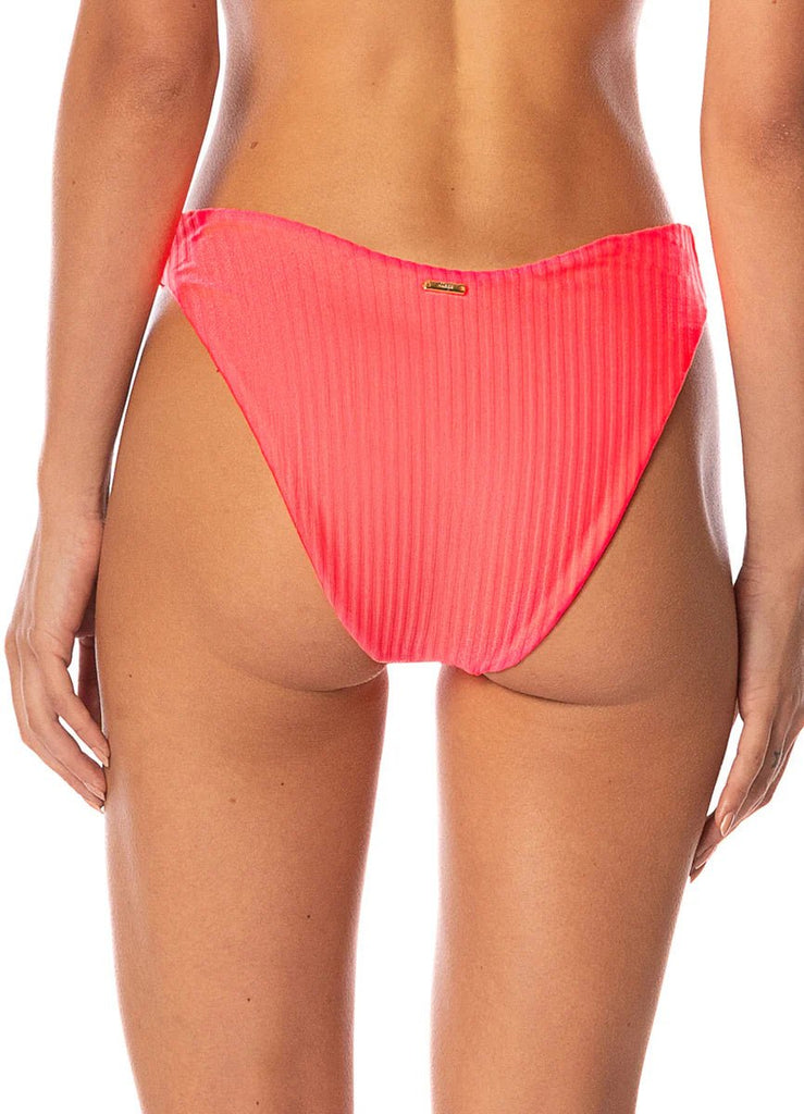 Maaji Flame Coral Liberties Classic Bralette Bikini Top/ Maaji Flame Coral Splendour Regular Rise Thin Side Bikini Bottom - NeptunesBoutique