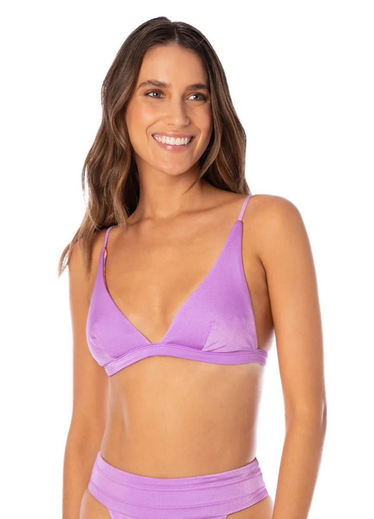 Maaji Metallic Lilac Ivy Fixed Triangle Bikini Top - NeptunesBoutique