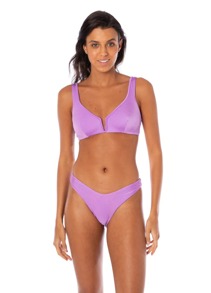 Maaji Metallic Lilac Splendour Regular Rise Thin Side Bikini Bottom - NeptunesBoutique