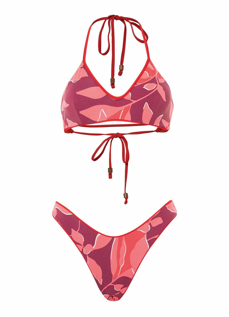 Maaji Scarlet Red River Sporty Bralette Bikini Top / Maaji Scarlet Red Splendour High Leg Bikini Bottom - NeptunesBoutique