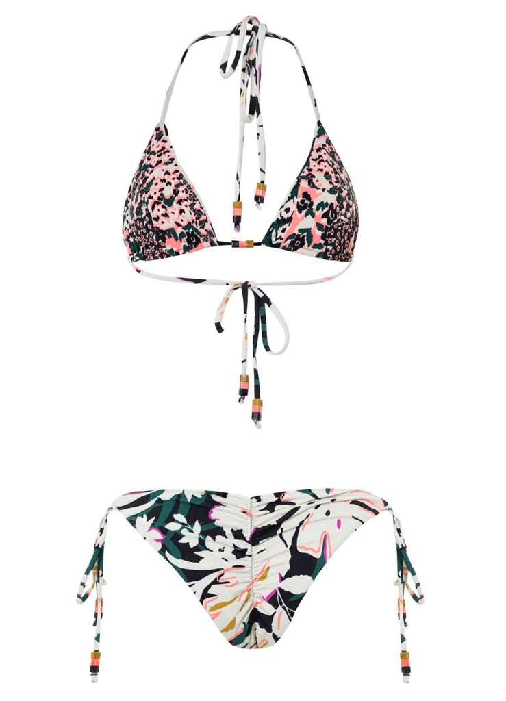 Maaji Tropical Leaves Balmy Sliding Triangle Bikini Top, Tropical Leaves Sunny Tie Side Bikini Bottom - NeptunesBoutique