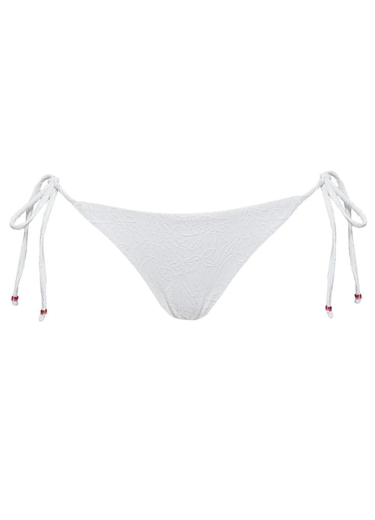 Maaji White Whisper Balmy Sliding Triangle Bikini Top / Maaji White Whisper Shining Low Rise Tie Side Bikini Bottom - NeptunesBoutique