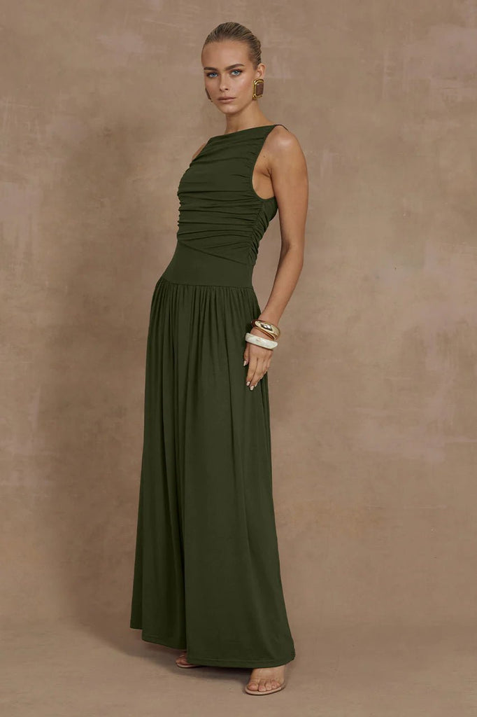 Nalla Maxi Dress Olive - NeptunesBoutique