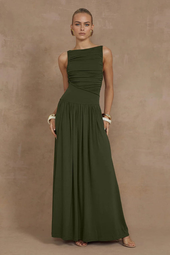 Nalla Maxi Dress Olive - NeptunesBoutique