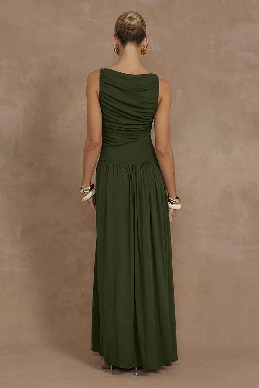 nalla maxi dress brown NALLA MAXI DRESS - BROWN