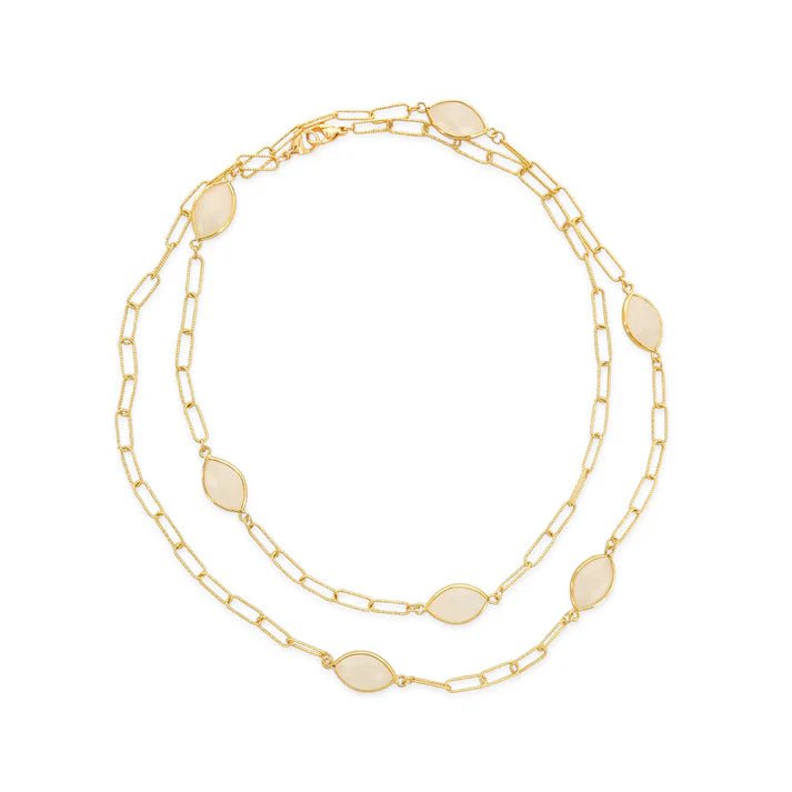 Natural Stone Chain Necklace - Clear Quartz - NeptunesBoutique