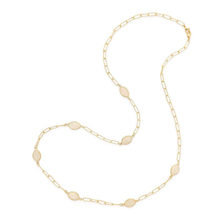 Natural Stone Chain Necklace - Clear Quartz - NeptunesBoutique