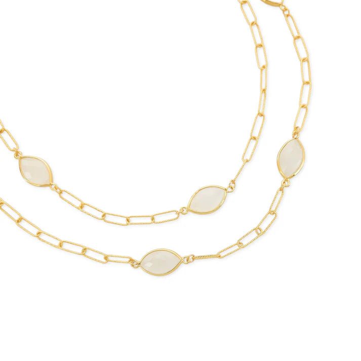 Natural Stone Chain Necklace - Clear Quartz - NeptunesBoutique