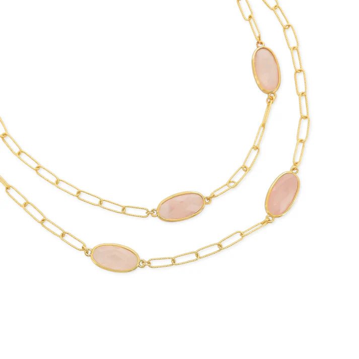 Natural Stone Chain Necklace - Rose Quartz - NeptunesBoutique