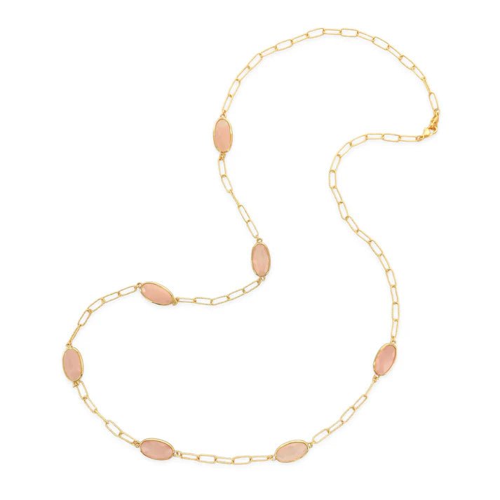 Natural Stone Chain Necklace - Rose Quartz - NeptunesBoutique