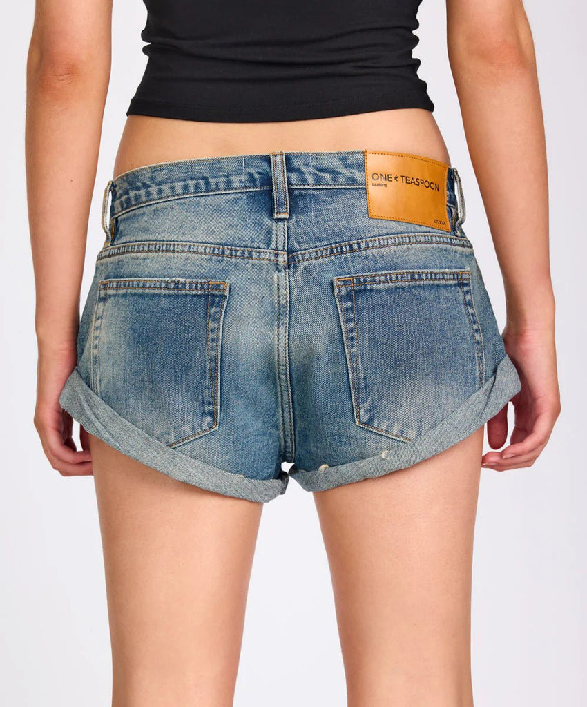 One Teaspoon Bandits Low Waist Denim Shorts - Phoenix Blue - NeptunesBoutique