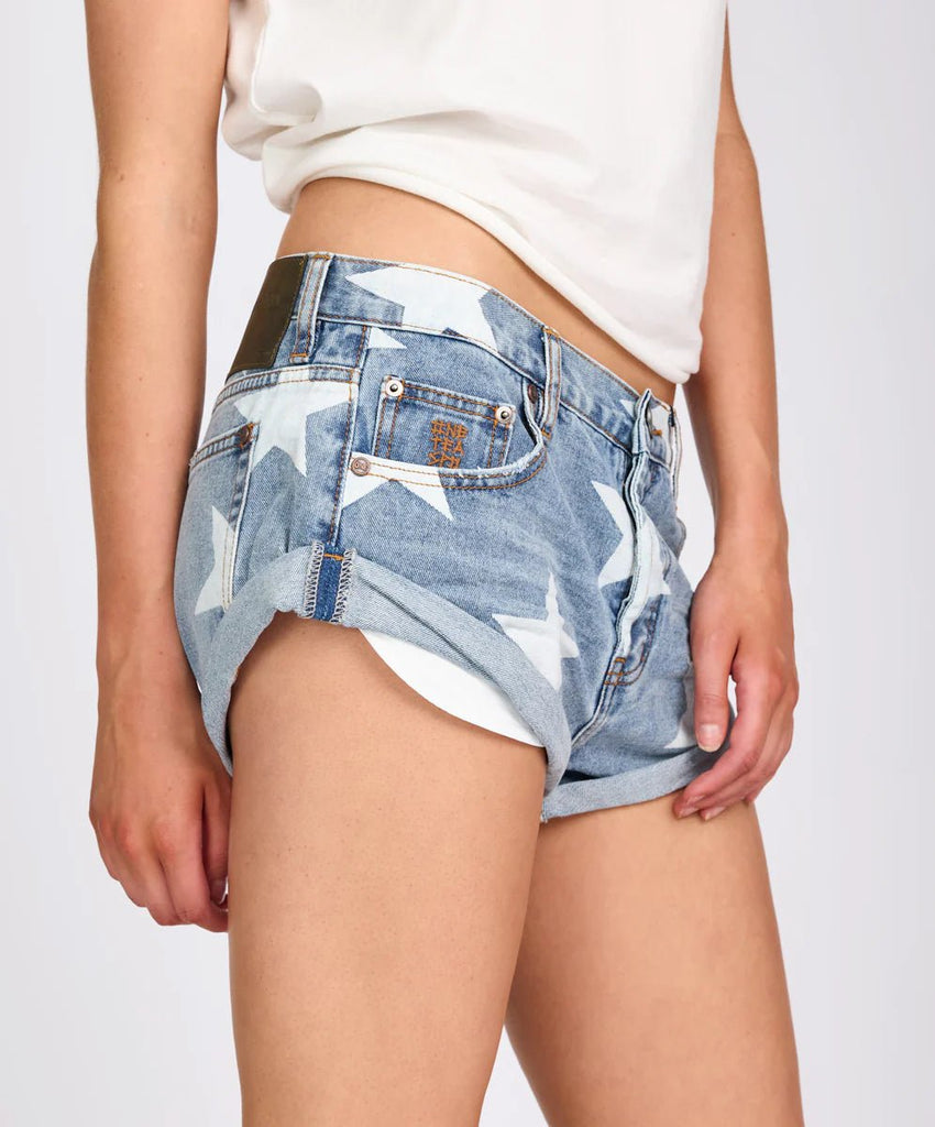 One Teaspoon Bandits Low Waist Denim Shorts - Starwash Blue - NeptunesBoutique