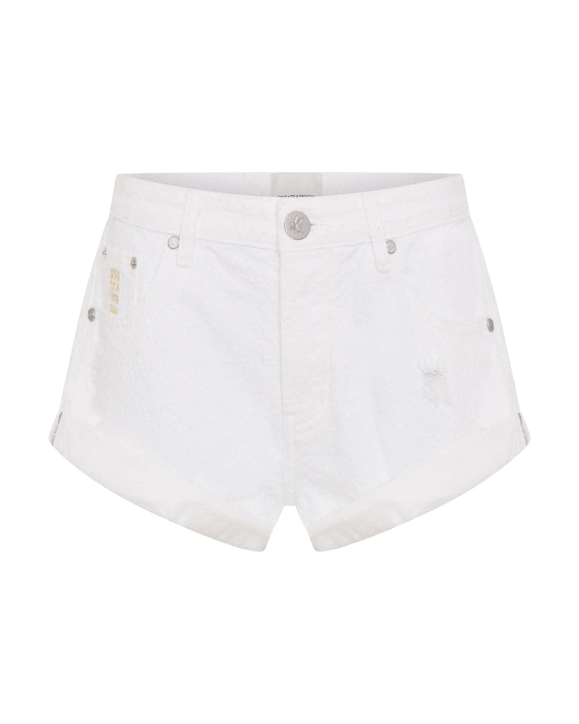 One Teaspoon Bandits Low Waist Denim Shorts - Textured White - NeptunesBoutique