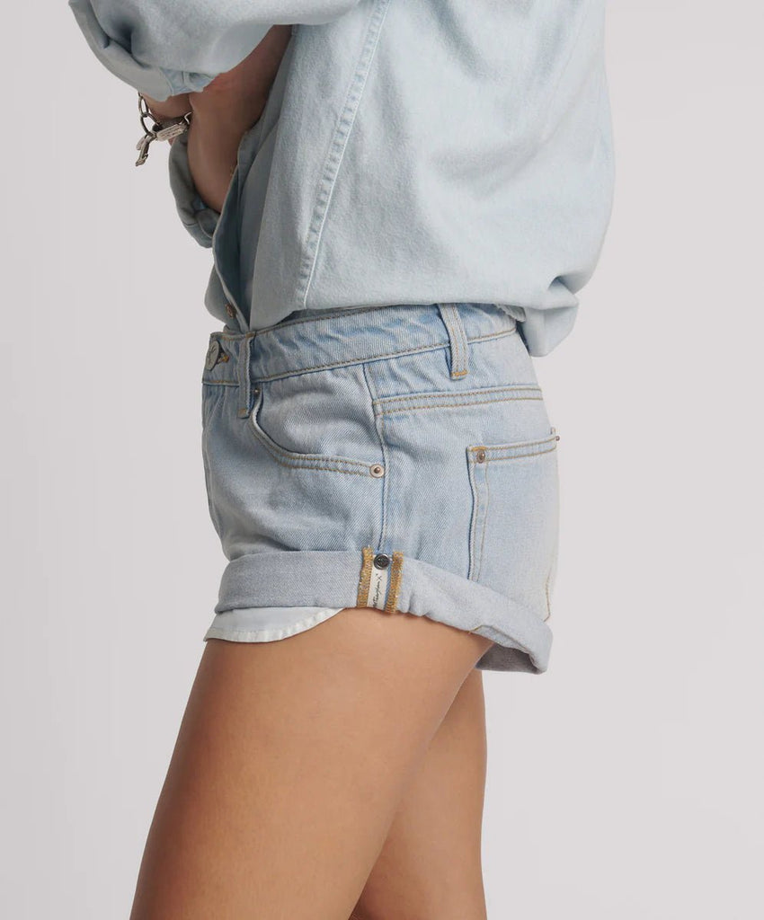 One Teaspoon Cyber Blue Bandits Low Waist Denim Shorts - Cyber Blue - NeptunesBoutique