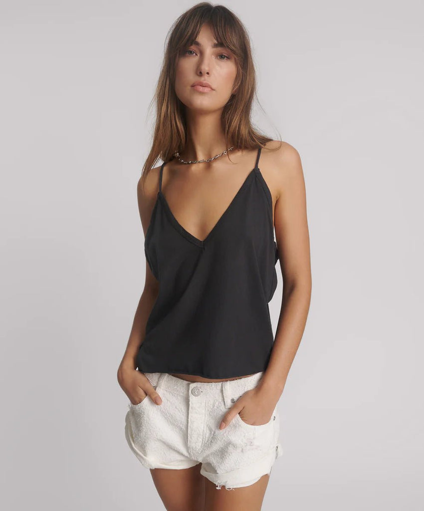One Teaspoon Deep V Front Singlet - Black - NeptunesBoutique