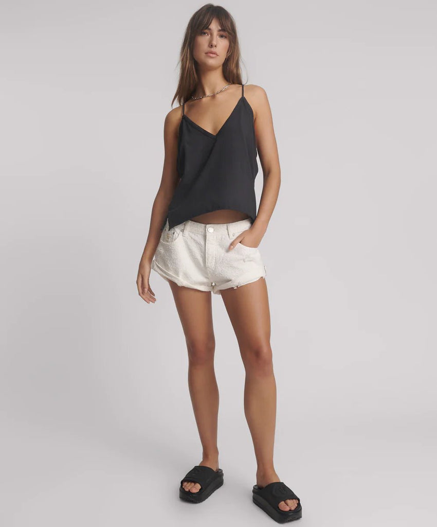 One Teaspoon Deep V Front Singlet - Black - NeptunesBoutique