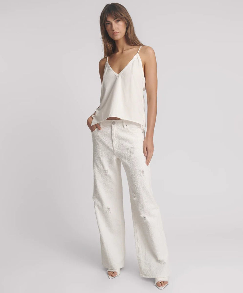 One Teaspoon Deep V Front Singlet - White - NeptunesBoutique