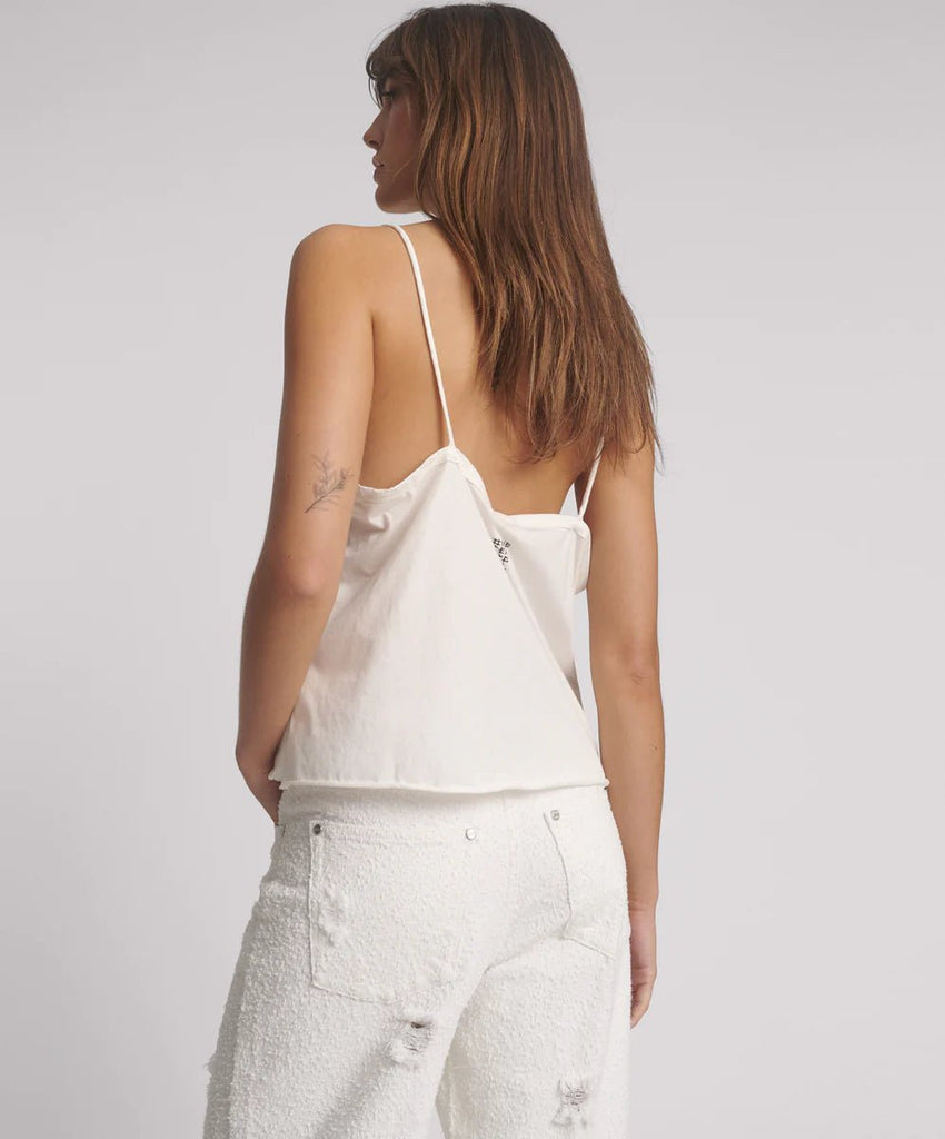 One Teaspoon Deep V Front Singlet - White - NeptunesBoutique