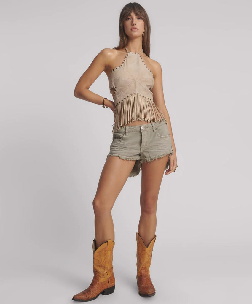 One Teaspoon Faded Khaki Bonitas Low Waist Denim Shorts - NeptunesBoutique