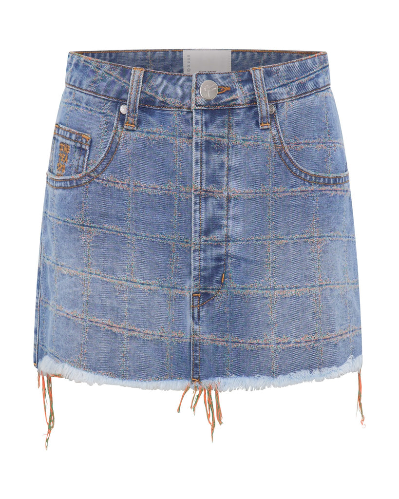 One Teaspoon Junkyard Low Waist Mini Denim Skirt - Tropical Blue - NeptunesBoutique