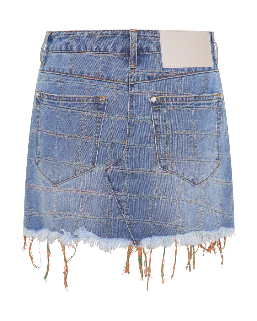 One Teaspoon Junkyard Low Waist Mini Denim Skirt - Tropical Blue - NeptunesBoutique