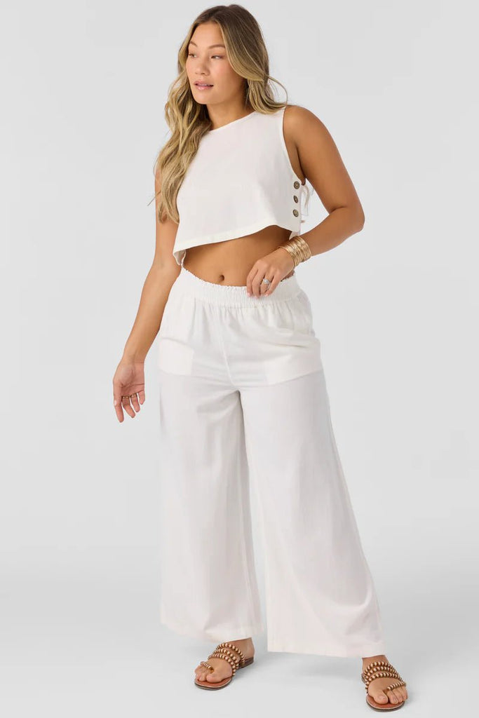 O'Neill Sanders Linen Top - White - NeptunesBoutique