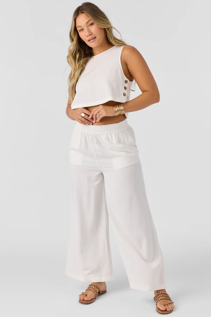 O'Neill Sanders Linen Top - White - NeptunesBoutique