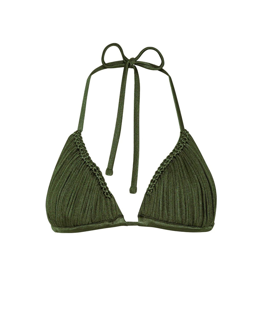 PQ Swim Olive Skyla Triangle Top / Olive Basic Ruched Teeny Bottom - NeptunesBoutique