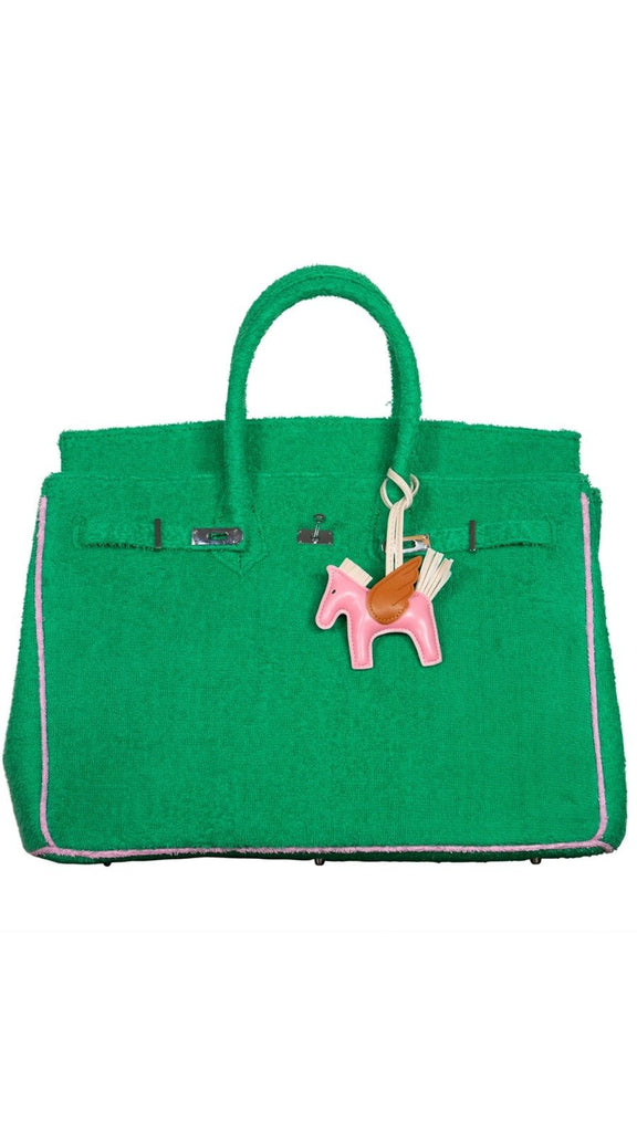 Terry Cloth Bags Green Pink - Large - NeptunesBoutique