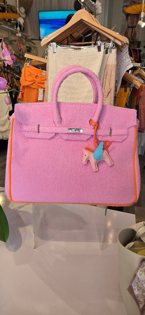 Terry Cloth Bags Pink Orange Large - NeptunesBoutique