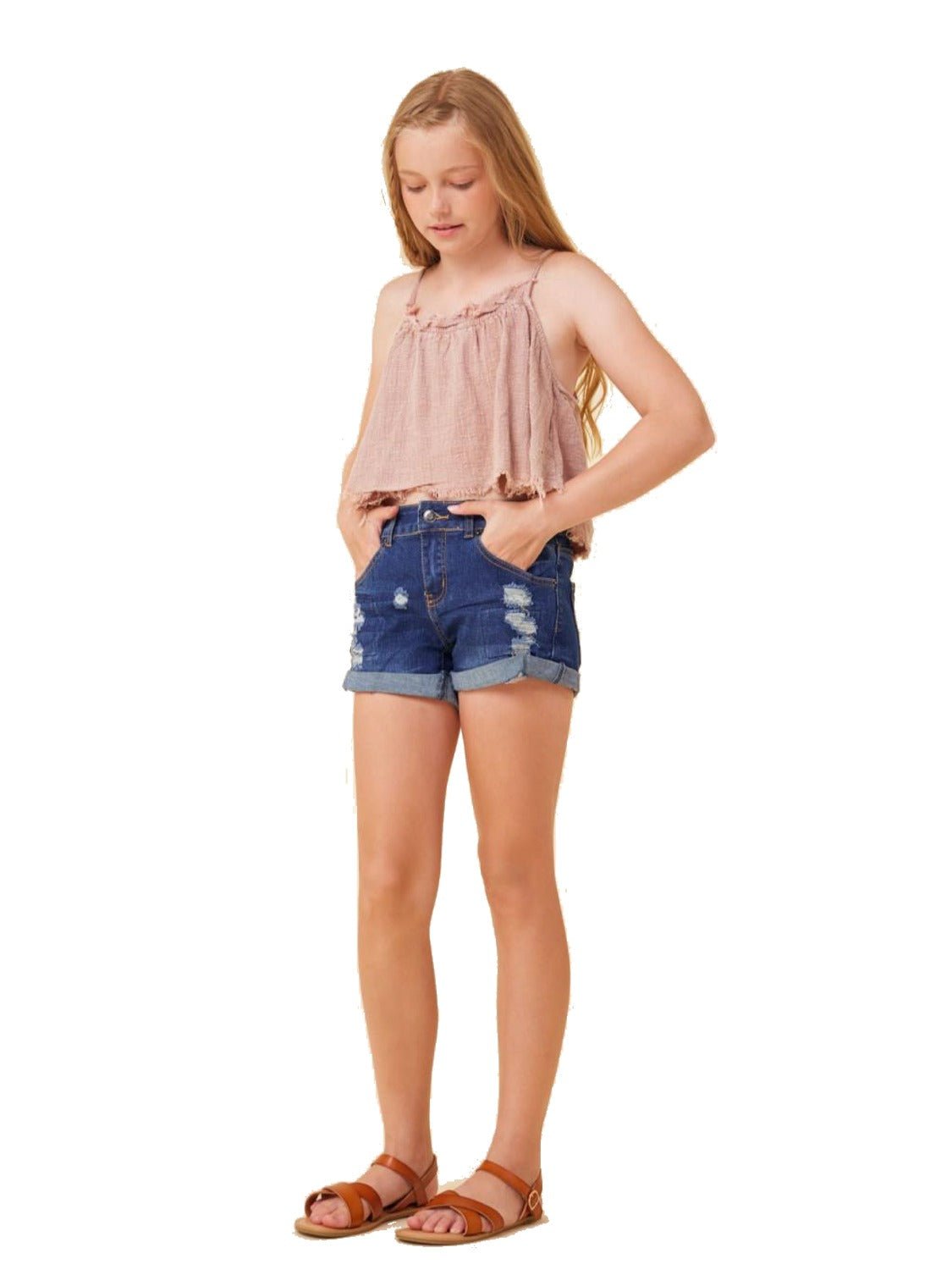 Short Fille Vintage Havana – Blanc – Taille 14 – 100% Coton – Occasion Très Bon état