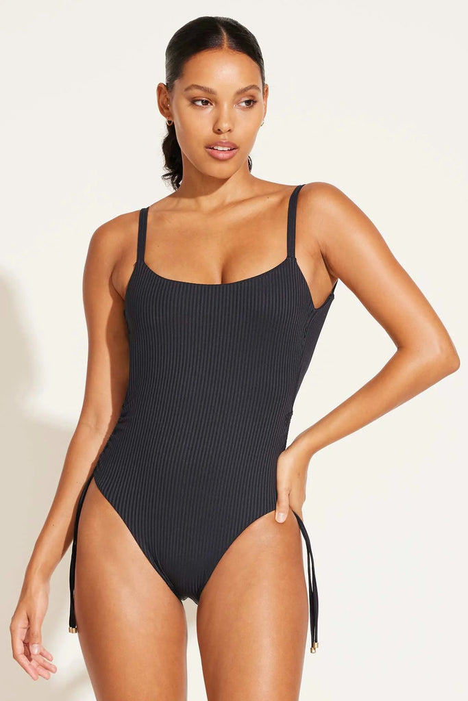 Vitamin A Gemma One Piece Black EcoRib - NeptunesBoutique
