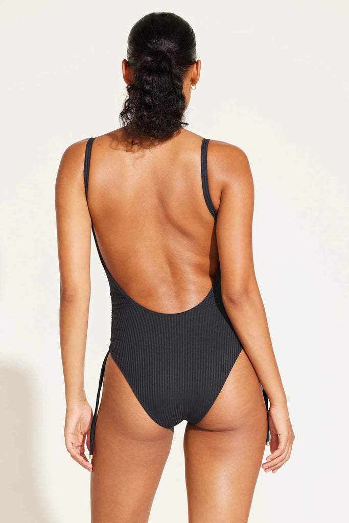Vitamin A Gemma One Piece Black EcoRib - NeptunesBoutique