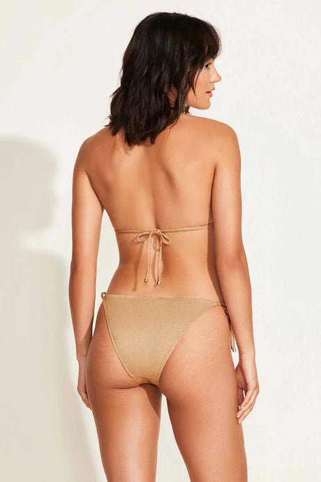 Vitamin A Gia Triangle Top - Golden Glow Metallic/ Elle Adjustable Tie Side Bottom - NeptunesBoutique