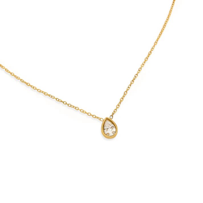 Water Resistant Drop Necklace Gold - NeptunesBoutique